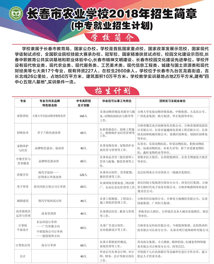 長(zhǎng)春市農(nóng)業(yè)學(xué)校2018招生簡(jiǎn)章