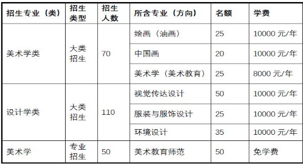 2021美術(shù)類招生計(jì)劃