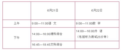 2021中考時(shí)間是什么時(shí)候