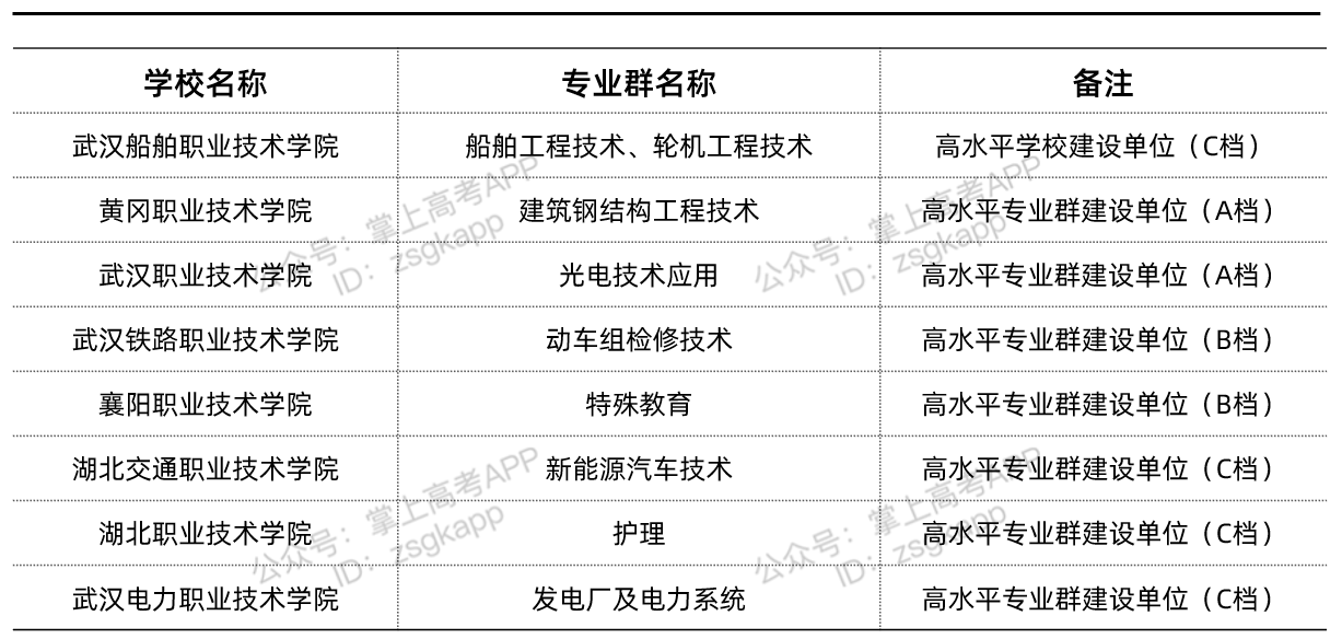 湖北省雙高計劃院校名單