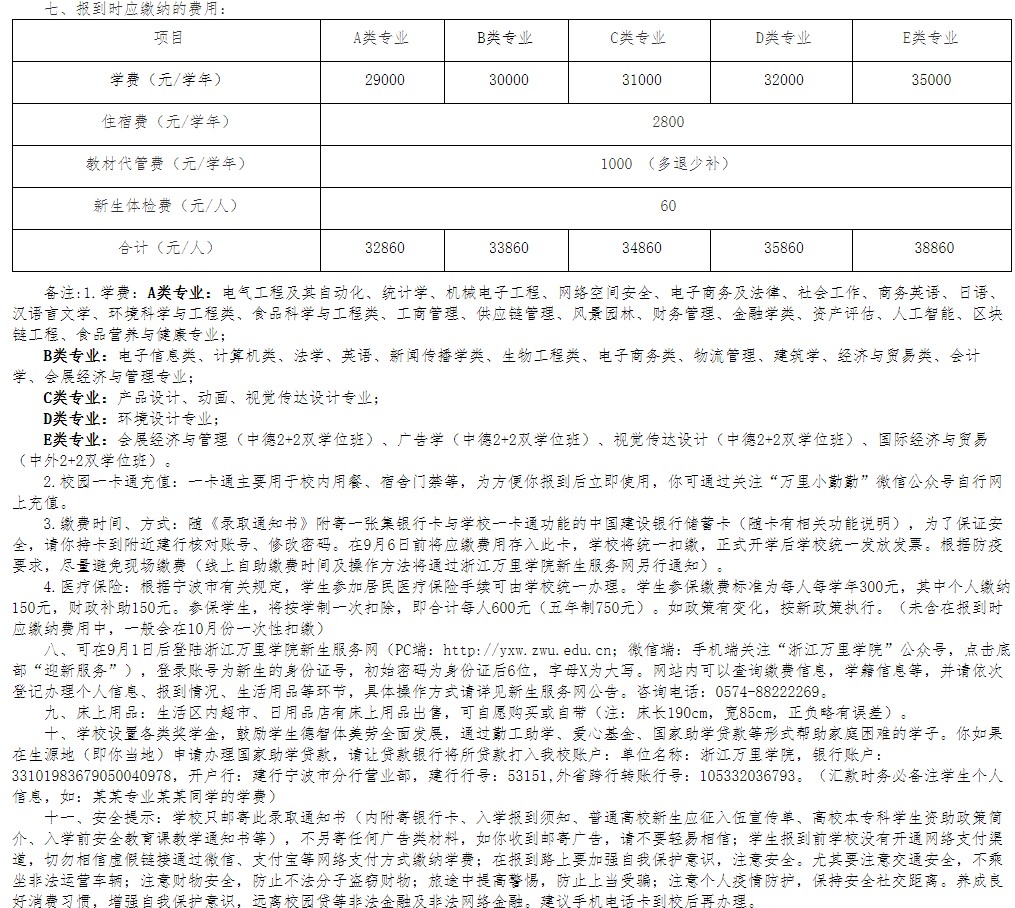 2021年浙江萬里學院迎新系統(tǒng) 報到流程及入學須知