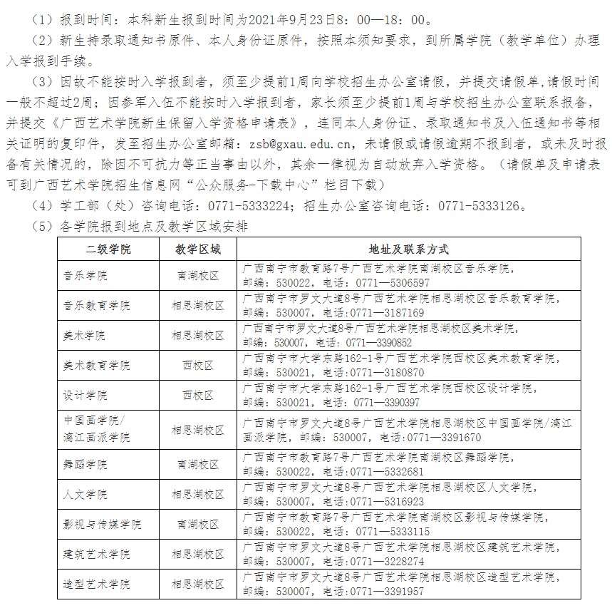2021廣西藝術(shù)學(xué)院迎新網(wǎng)登陸入口 新生報(bào)到時(shí)間及入學(xué)須知