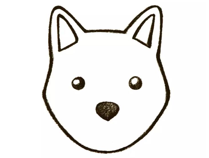小狗可愛(ài)頭部簡(jiǎn)筆畫(huà)的畫(huà)法4