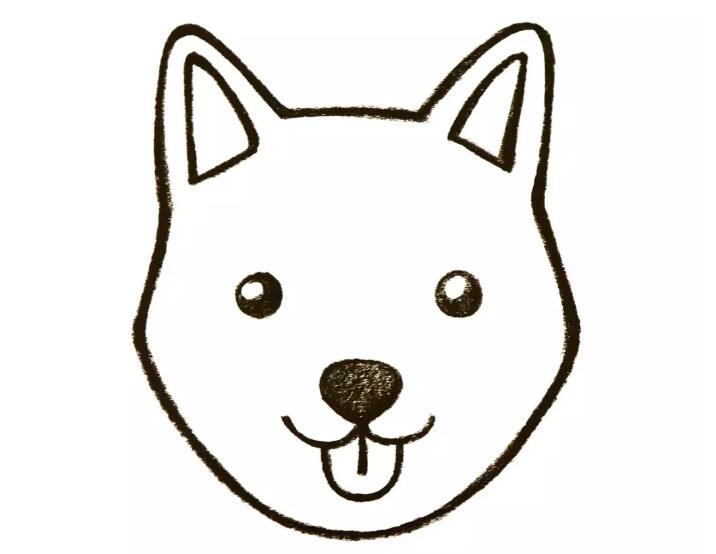 小狗可愛(ài)頭部簡(jiǎn)筆畫(huà)的畫(huà)法5