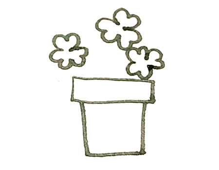 三葉草盆栽簡筆畫3