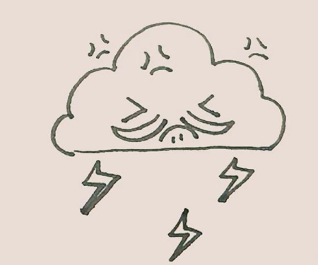 烏云和閃電簡(jiǎn)筆畫彩色5