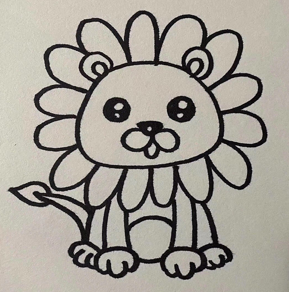 向日葵獅子簡(jiǎn)筆畫圖片大全3