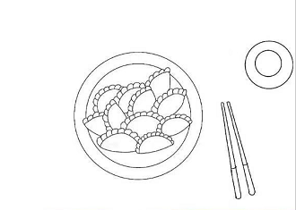 一盤(pán)餃子簡(jiǎn)筆畫(huà)怎么畫(huà)6
