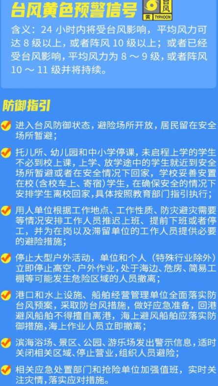 深圳臺風黃色預警