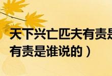 天下興亡匹夫有責(zé)是誰說的?。ㄌ煜屡d亡匹夫有責(zé)是誰說的）