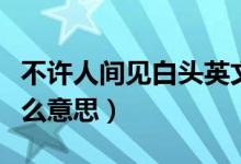 不許人間見(jiàn)白頭英文翻譯（不許人間見(jiàn)白頭什么意思）