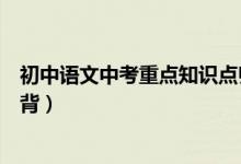 初中語文中考重點知識點歸納（初中語文知識點總結(jié)中考必背）