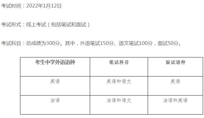 2022年北京語言大學(xué)保送生考試時間安排