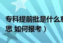 專科提前批是什么意思（?？铺崆芭鞘裁匆馑?如何報(bào)考）