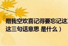 贈我空歡喜記得要忘記這三句話是什么意思（喜記得要忘記這三句話意思 是什么）