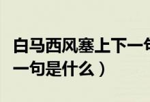 白馬西風塞上下一句是什么（白馬西風塞上下一句是什么）
