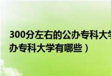300分左右的公辦?？拼髮W(xué)全國（2022高考300分左右的公辦專科大學(xué)有哪些）