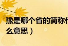豫是哪個省的簡稱什么(豫是哪個省的簡稱什么意思)