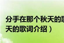 分手在那個秋天的歌詞是什么（分手在那個秋天的歌詞介紹）