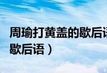 周瑜打黃蓋的歇后語(yǔ)在線閱讀（周瑜打黃蓋的歇后語(yǔ)）