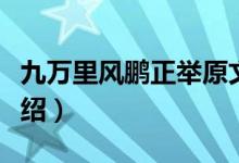 九萬里風鵬正舉原文（九萬里風鵬正舉原文介紹）