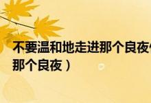 不要溫和地走進(jìn)那個良夜什么意思（什么是不要溫和地走進(jìn)那個良夜）