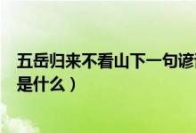 五岳歸來(lái)不看山下一句諺語(yǔ)是什么（五岳歸來(lái)不看山下一句是什么）