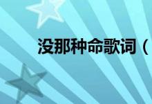 沒那種命歌詞（沒那種命完整歌詞）
