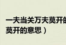 一夫當(dāng)關(guān)萬夫莫開的意思簡(jiǎn)短（一夫當(dāng)關(guān)萬夫莫開的意思）