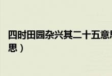 四時(shí)田園雜興其二十五意思40字（四時(shí)田園雜興其二十五意思）