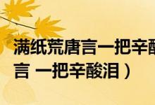滿紙荒唐言一把辛酸淚全詩句解釋（滿紙荒唐言 一把辛酸淚）