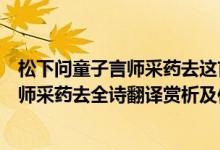 松下問童子言師采藥去這首詩(shī)的意思是什么（松下問童子言師采藥去全詩(shī)翻譯賞析及作者出處）
