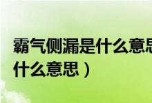 霸氣側(cè)漏是什么意思是貶義詞嗎（霸氣側(cè)漏是什么意思）