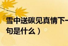 雪中送碳見(jiàn)真情下一句（雪中送碳見(jiàn)真情的下句是什么）