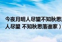 今夜月明人盡望不知秋思落誰家寫的是什么節(jié)日（今夜月明人盡望 不知秋思落誰家）