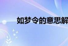 如夢令的意思解釋（如夢令的意思）