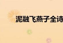 泥融飛燕子全詩意思（泥融飛燕子）