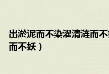 出淤泥而不染濯清漣而不妖什么意思（出淤泥而不染濯清漣而不妖）
