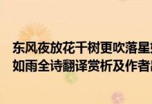 東風夜放花千樹更吹落星如雨（東風夜放花千樹更吹落、星如雨全詩翻譯賞析及作者出處）