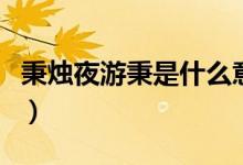 秉燭夜游秉是什么意思啊（秉燭夜游秉的意思）