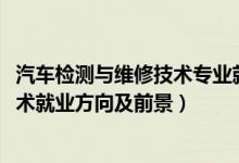 汽車檢測與維修技術專業(yè)就業(yè)前景（2022汽車檢測與維修技術就業(yè)方向及前景）