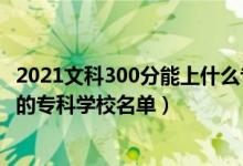 2021文科300分能上什么專科大學(xué)（2022高考文科300多分的?？茖W(xué)校名單）