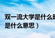 雙一流大學是什么時候開始有的(雙一流大學是什么意思)