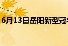 6月13日岳陽新型冠狀病毒肺炎疫情最新消息