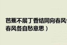 芭蕉不展丁香結(jié)同向春風(fēng)各自愁全詩(shī)（芭蕉不展丁香結(jié)同向春風(fēng)各自愁意思）