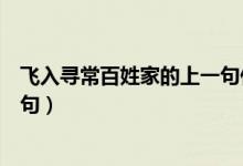 飛入尋常百姓家的上一句什么意思（飛入尋常百姓家的上一句）
