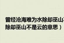 曾經(jīng)滄海難為水除卻巫山不是云的反意詩（曾經(jīng)滄海難為水除卻巫山不是云的意思）