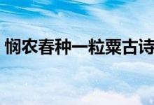 憫農(nóng)春種一粒粟古詩意思（憫農(nóng)春種一粒粟）