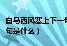 白馬西風(fēng)塞上下一句什么（白馬西風(fēng)塞上下一句是什么）