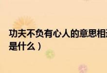 功夫不負有心人的意思相近的句子（功夫不負有心人的意思是什么）